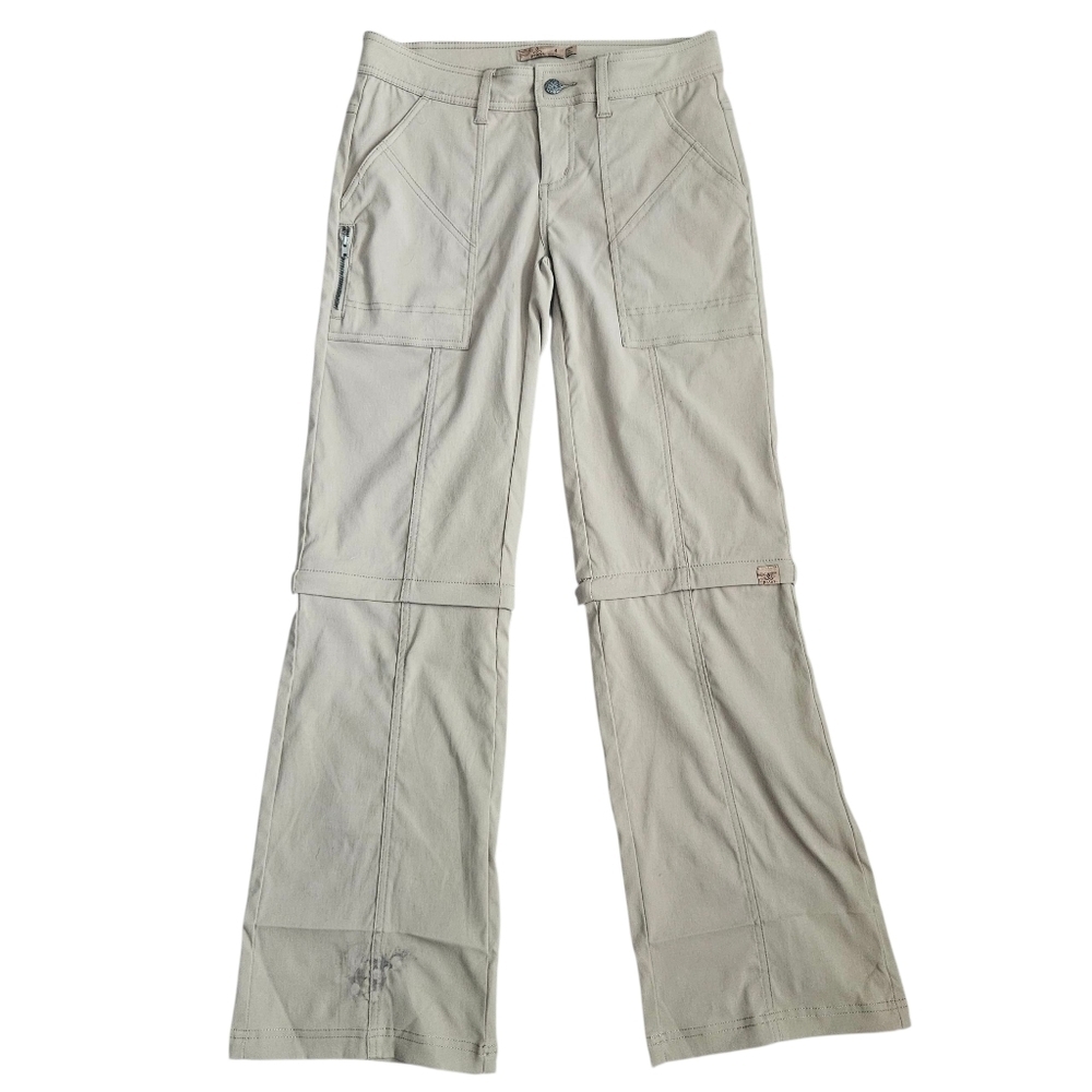 prAna Monarch Convertible Pant Women Size 4 Cream Color Hiking Stretch Gorpcore‎